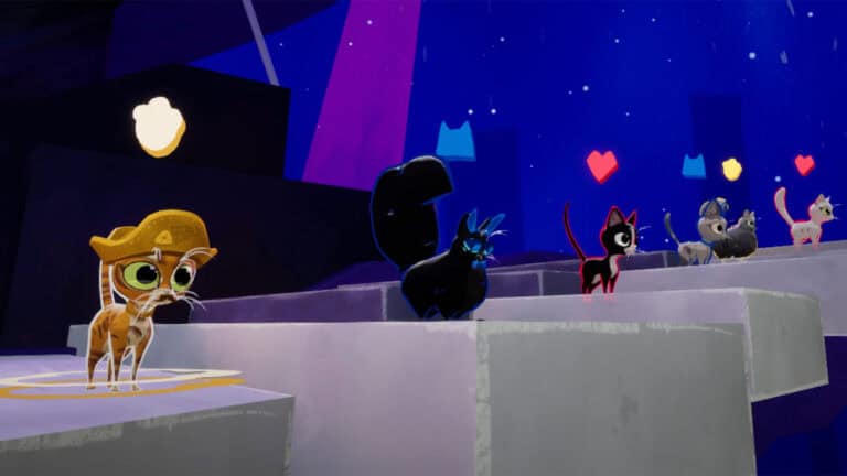 A screenshot from the Jumping Jazz Cats announcement trailer, showing the different cats you'll get to play as.