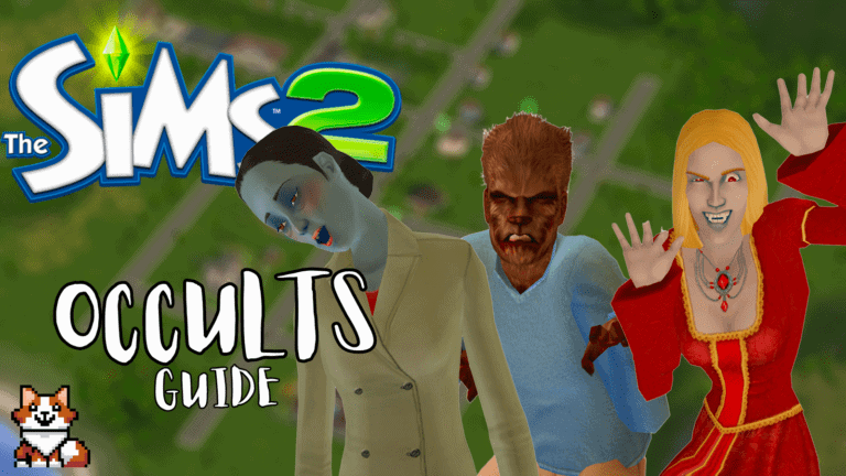 An image showing three of the different occults in The Sims 2: Werewolves, Vampires, and Zombies.