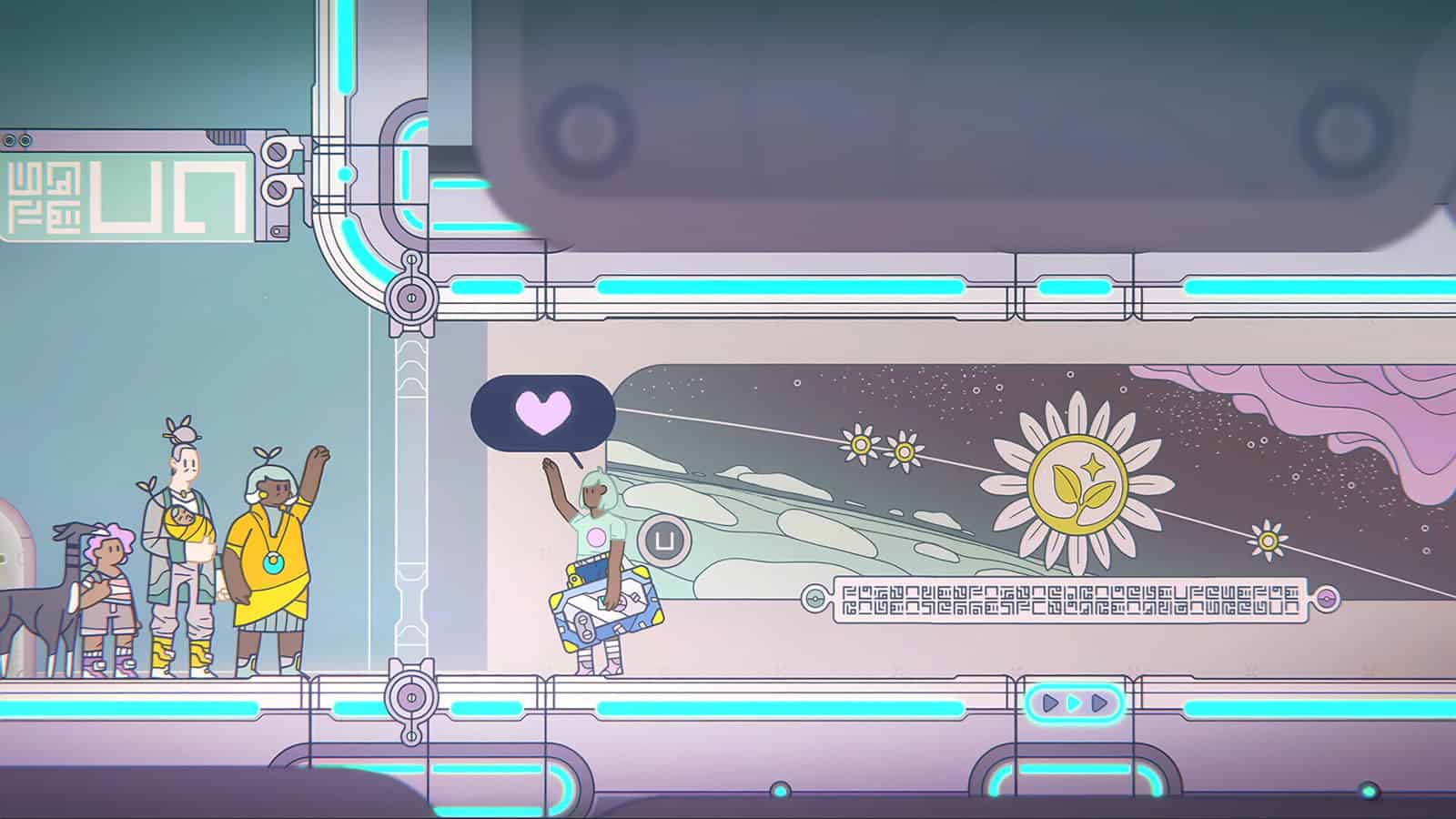An official screenshot showing Oda exploring the space ship.